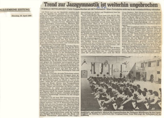 Gymnastikschau des Turngaues Mittelhessen 1986